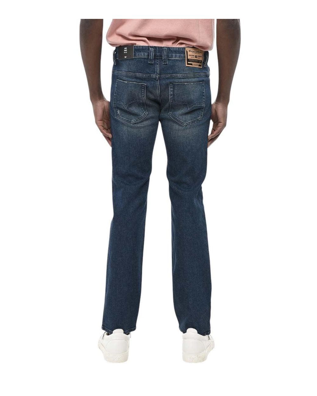 DIESEL Blue Straight Mid Rise Jeans for men