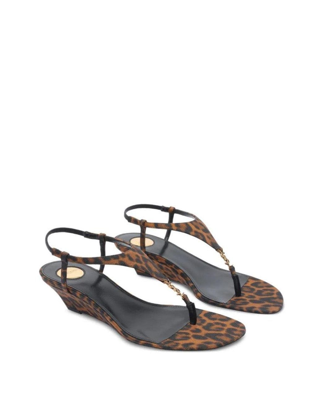 Saint Laurent Brown Animal Print Sandals