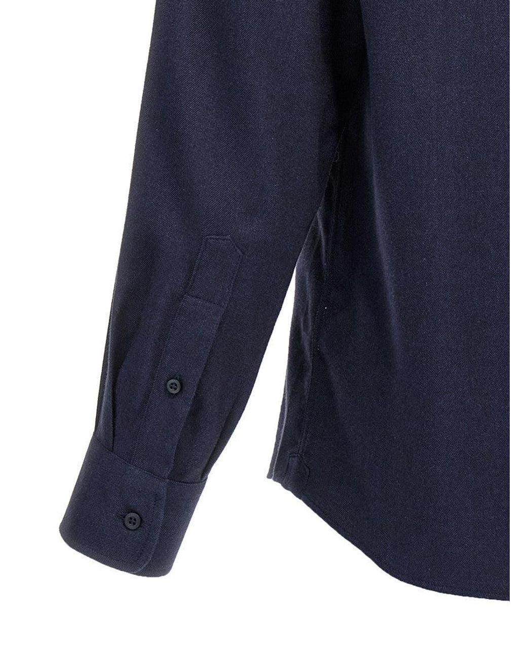 Brunello Cucinelli Blue Regular Fit Shirt for men