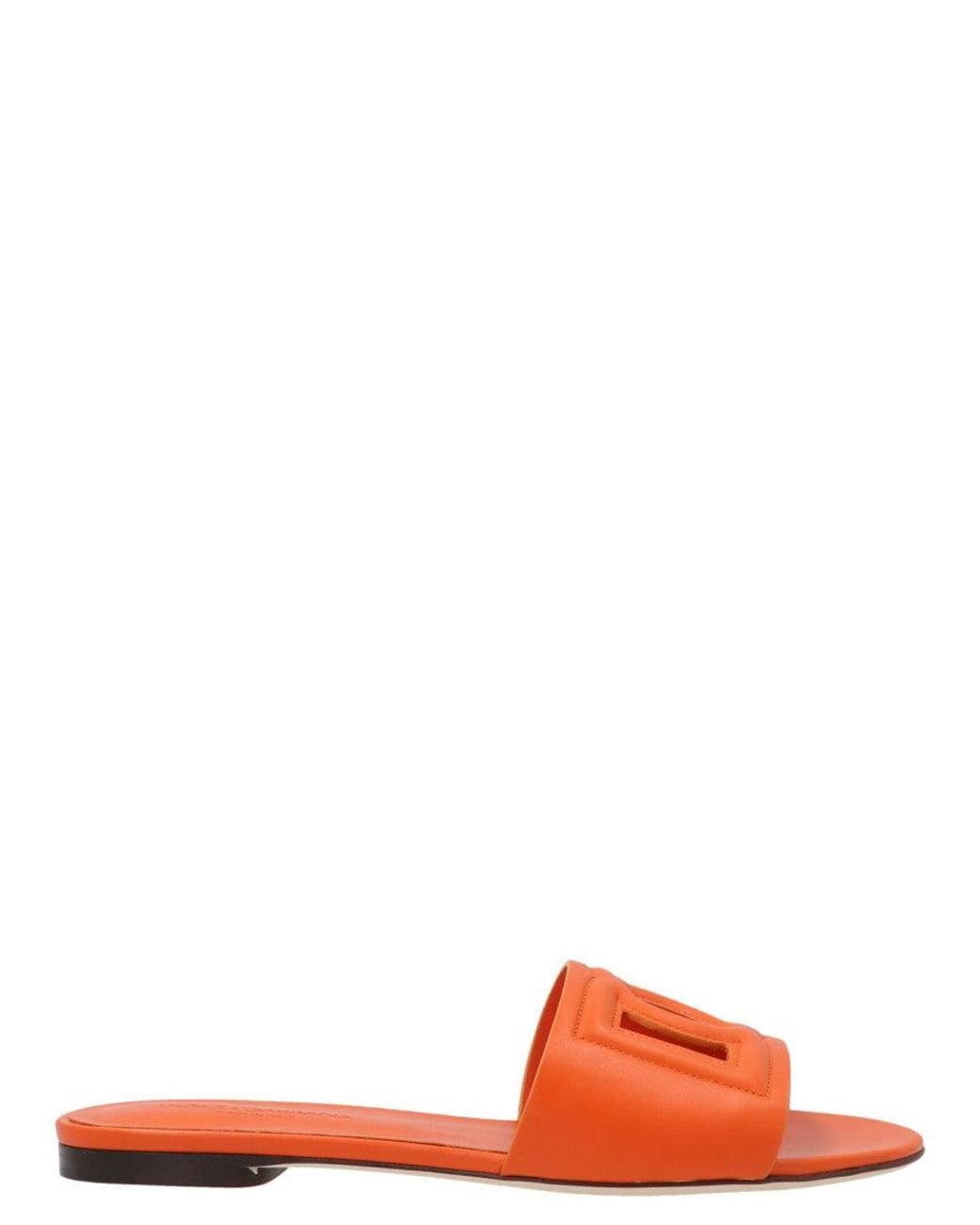 Dolce & Gabbana Orange Logo Sandals