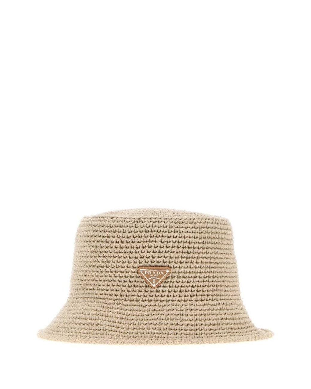 Prada Natural Sand Textured Bucket Hat for men