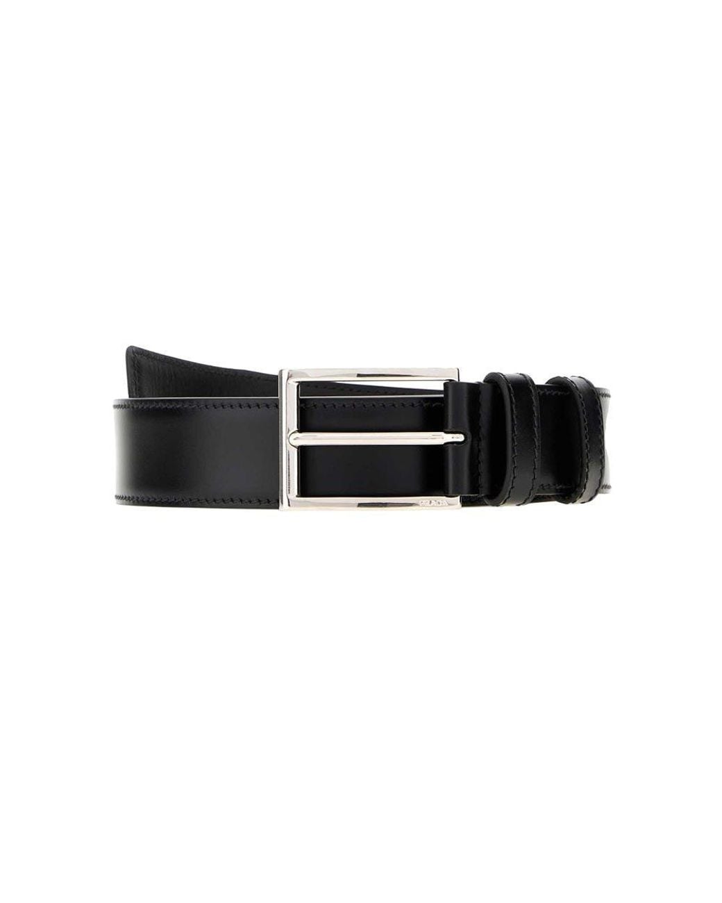 Prada Black Solid Buckle Belt for men