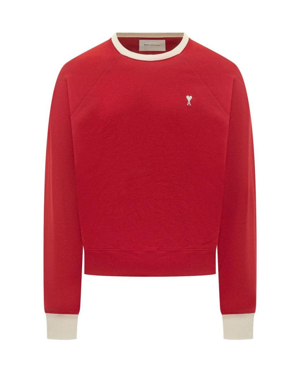 AMI Red Crew Neck Sweatshirt for men