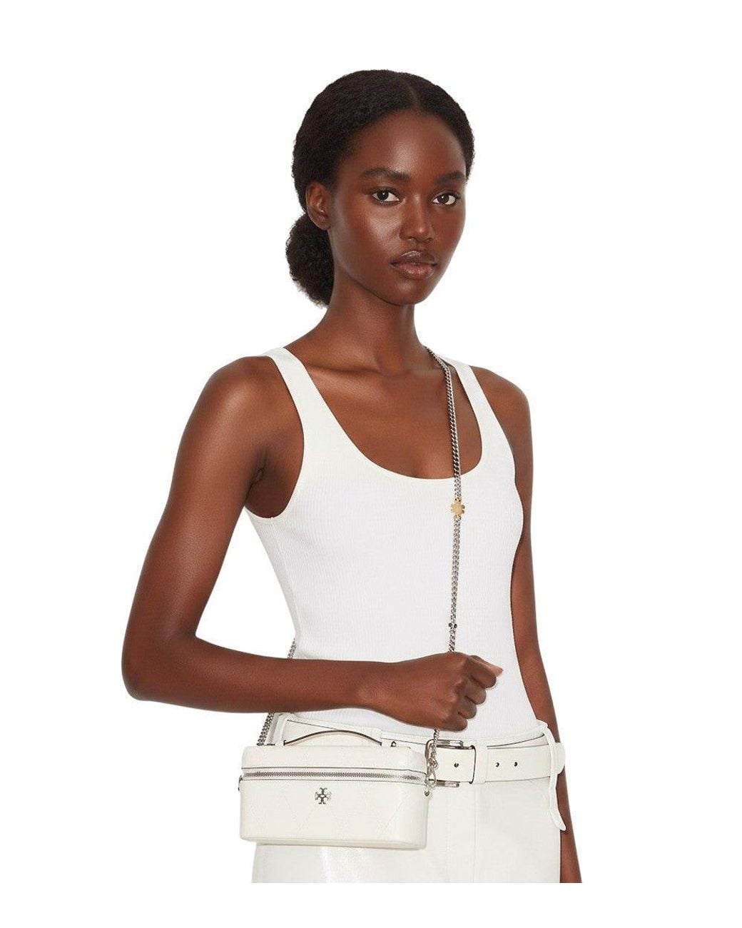Tory Burch Natural Light Cream Charlie Vanity Mini Crossbody Bag