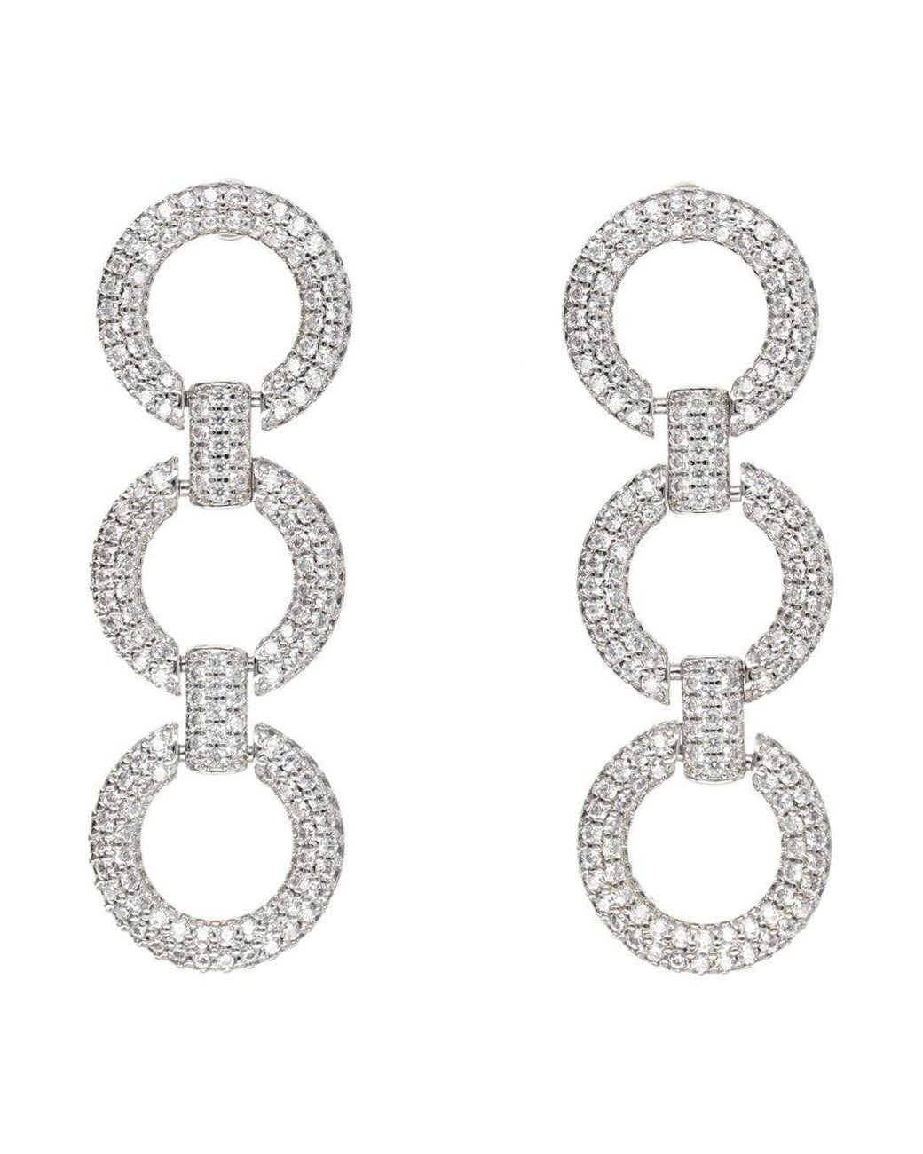 Self-Portrait Metallic Crystal Link Earrings