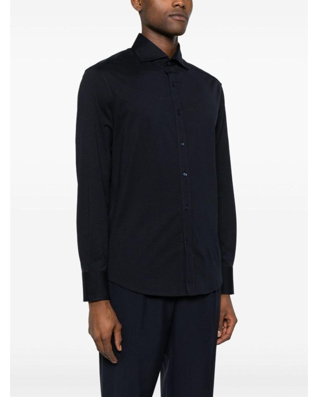Brunello Cucinelli Blue Front Button Down Shirt for men