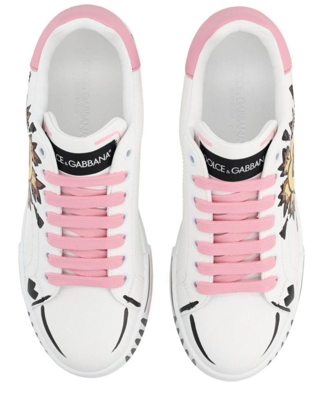 Dolce & Gabbana White Graphic Portofino Sneakers