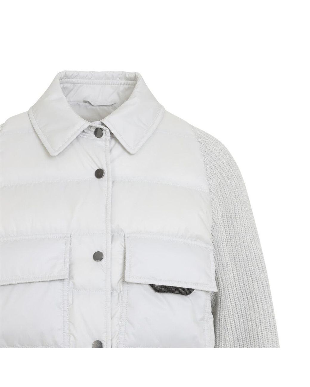 Brunello Cucinelli White Geyser Hybrid Padded Jacket