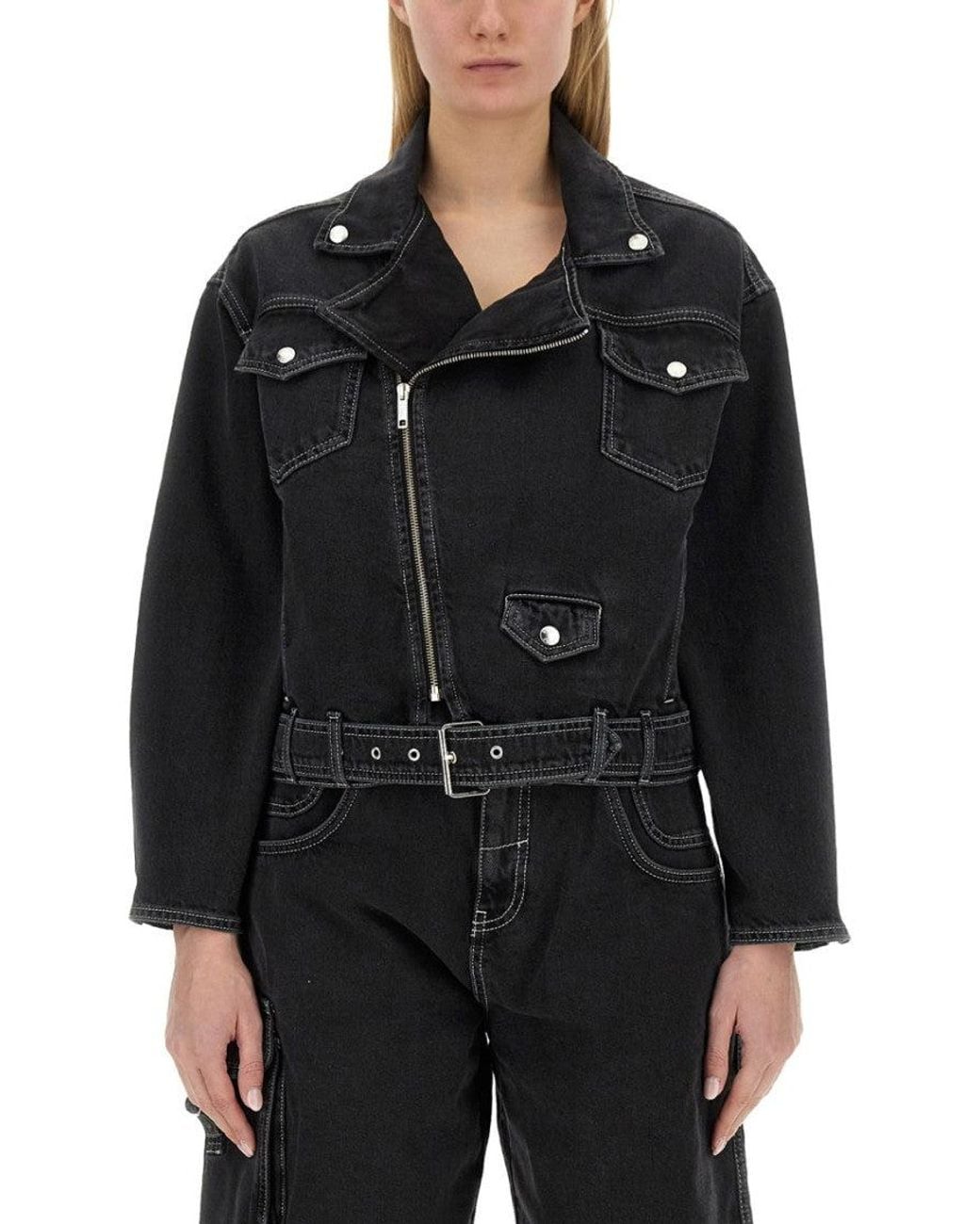 Moschino Black Solid Notched Lapel Jacket