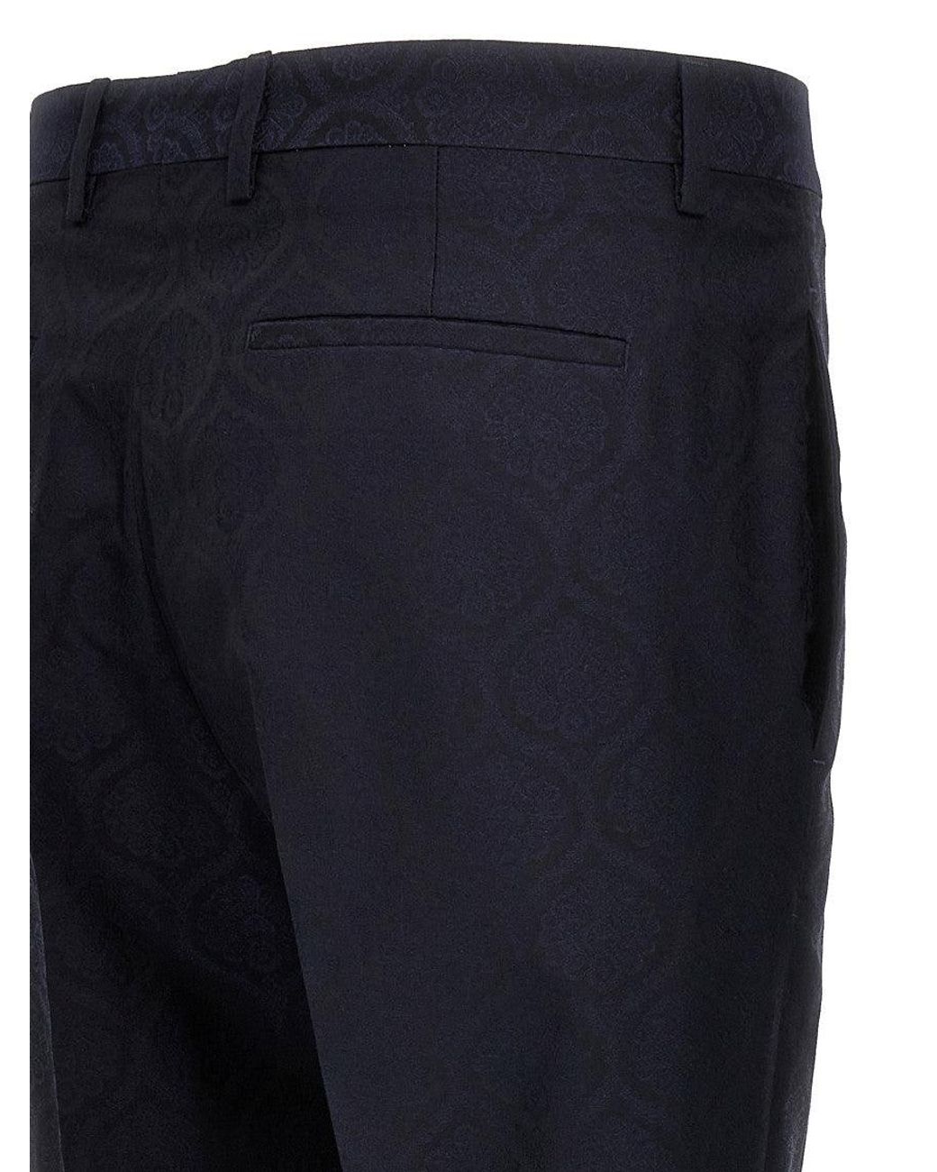 Etro Blue Slim Flat Front Pants for men