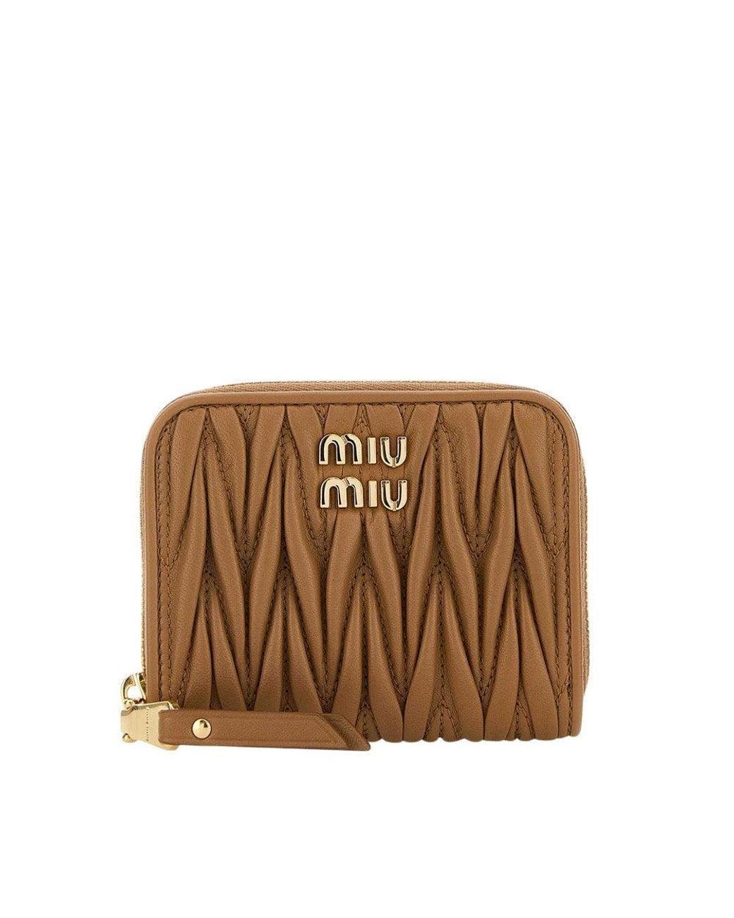Miu Miu Brown Minuteria Textured Wallet