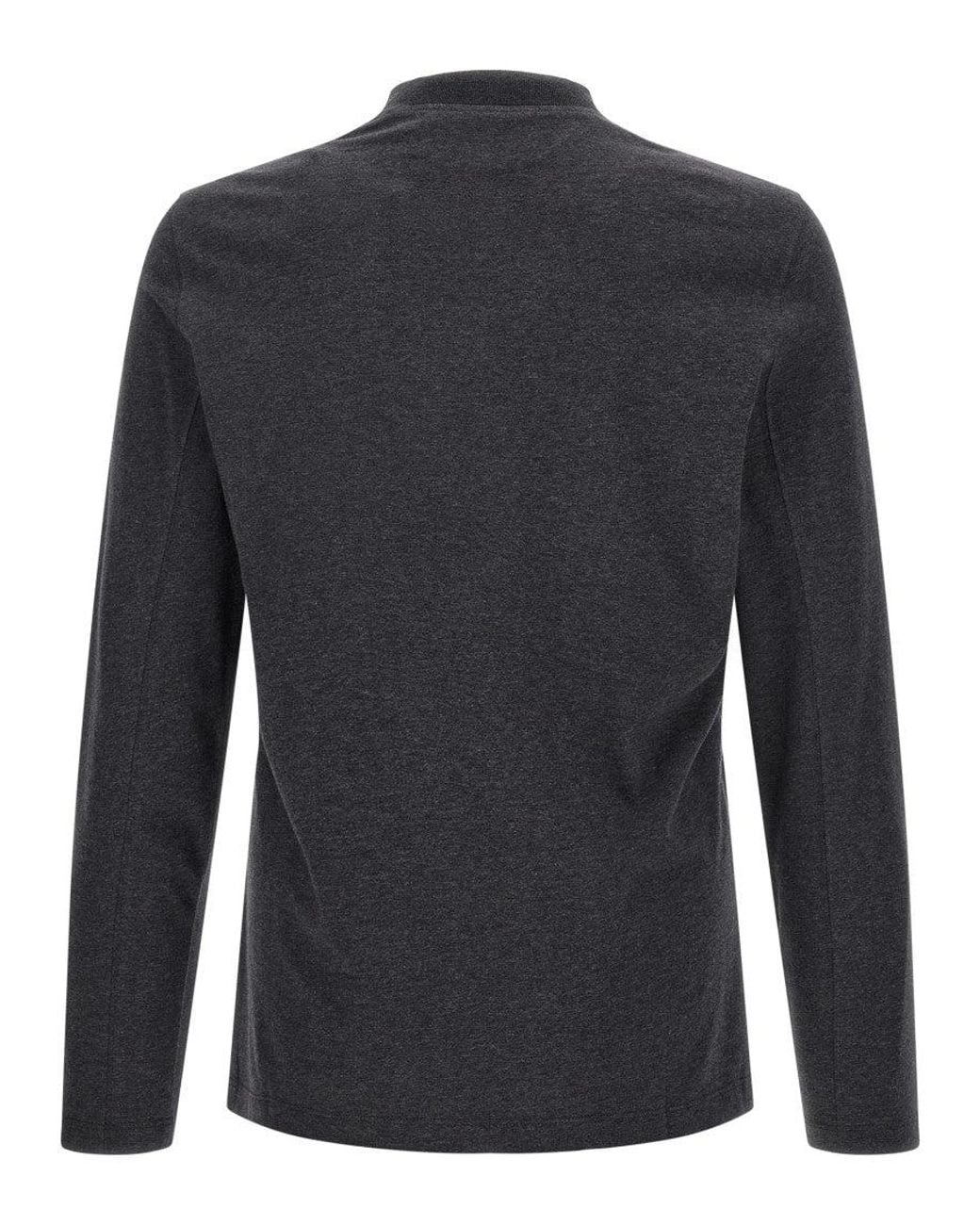 Brunello Cucinelli Black Solid Mock Collar T-Shirt for men