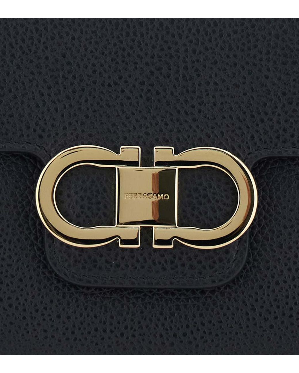 Ferragamo Black Double Gancini Medium Clutch