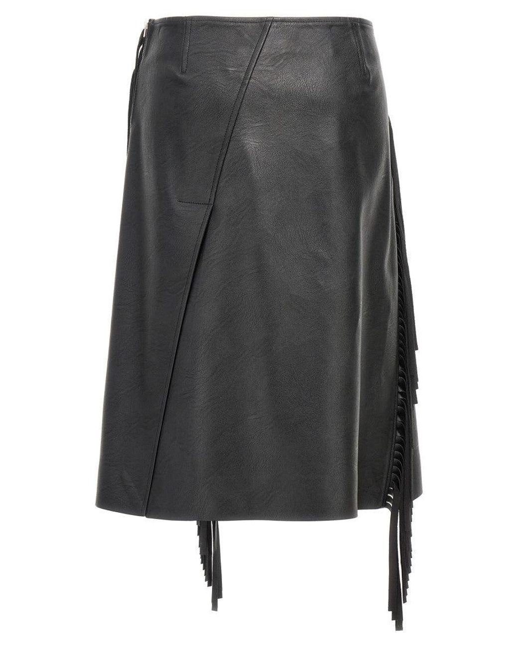 Stella McCartney Gray Fringed Alter Mat Skirt With Side Closure