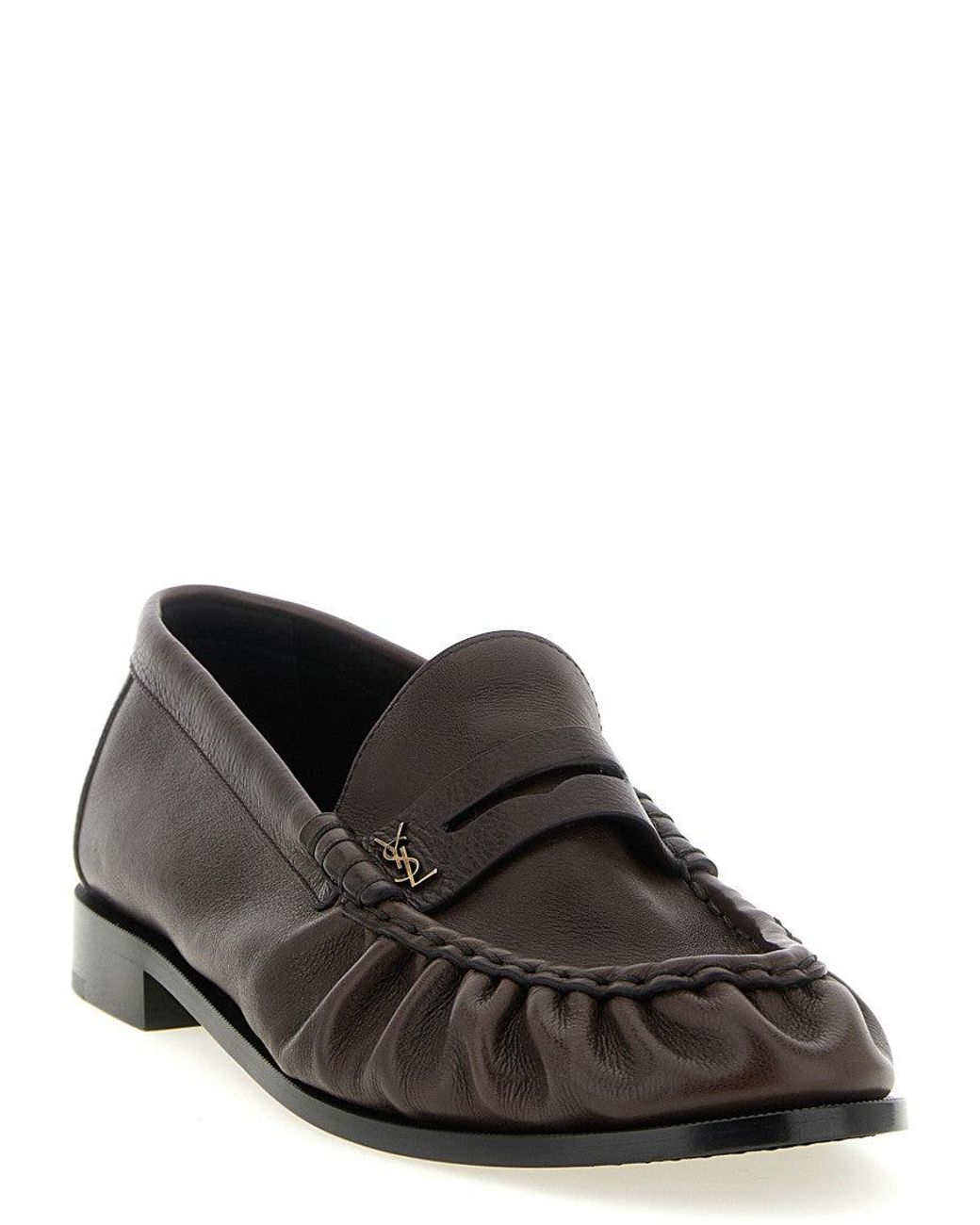 Saint Laurent Brown Calfskin Slip-On Loafers for men
