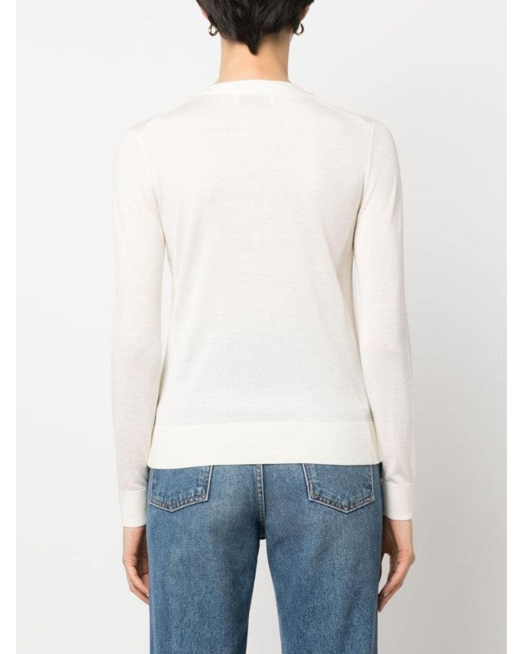 Tory Burch White Wool And Silk Blend Cardigan