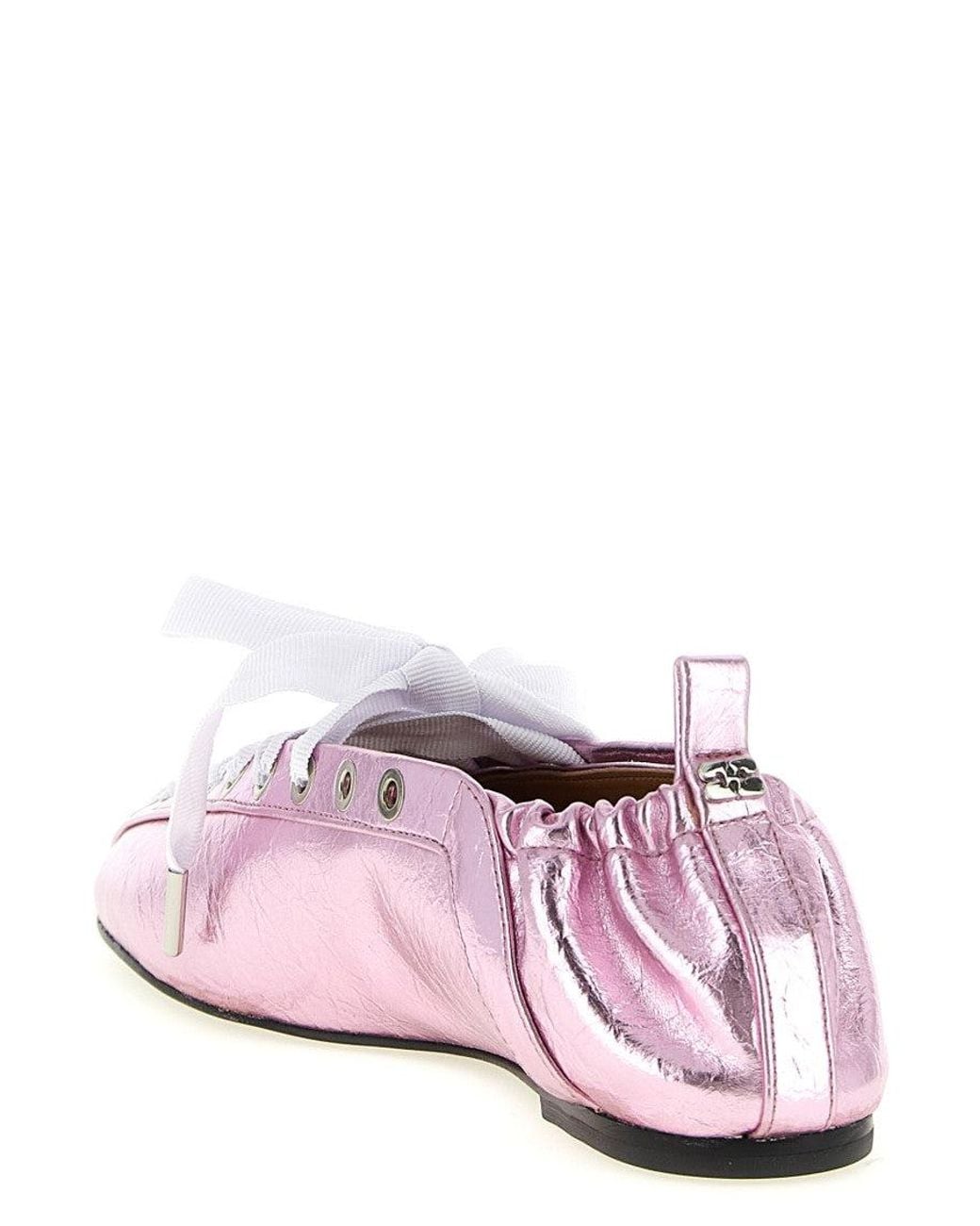 Ganni White Lace-Up Ballet Sneakers