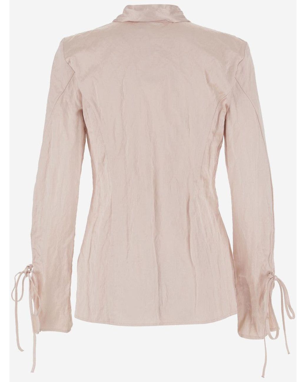 Blumarine Pink Crinkled Satin Shirt
