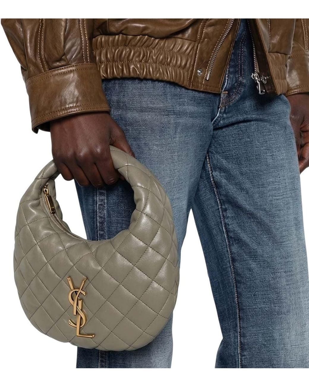 Saint Laurent Gray Icarino Small Hobo