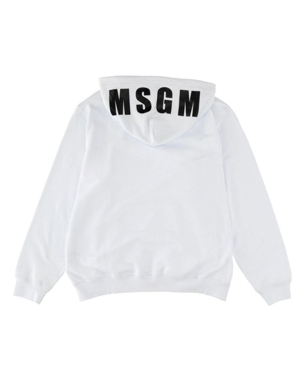 MSGM White Solid Hoodie for men