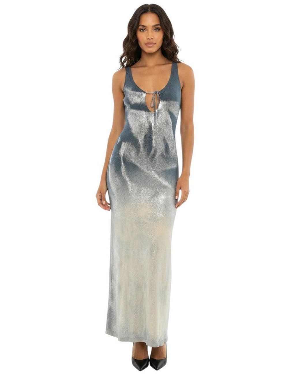 DIESEL Blue Ombre Scoop Neck Maxi Dress