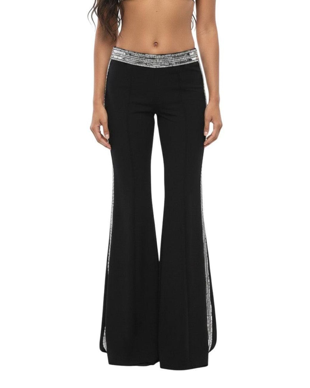 Balmain Black Flared Flat Front Pants