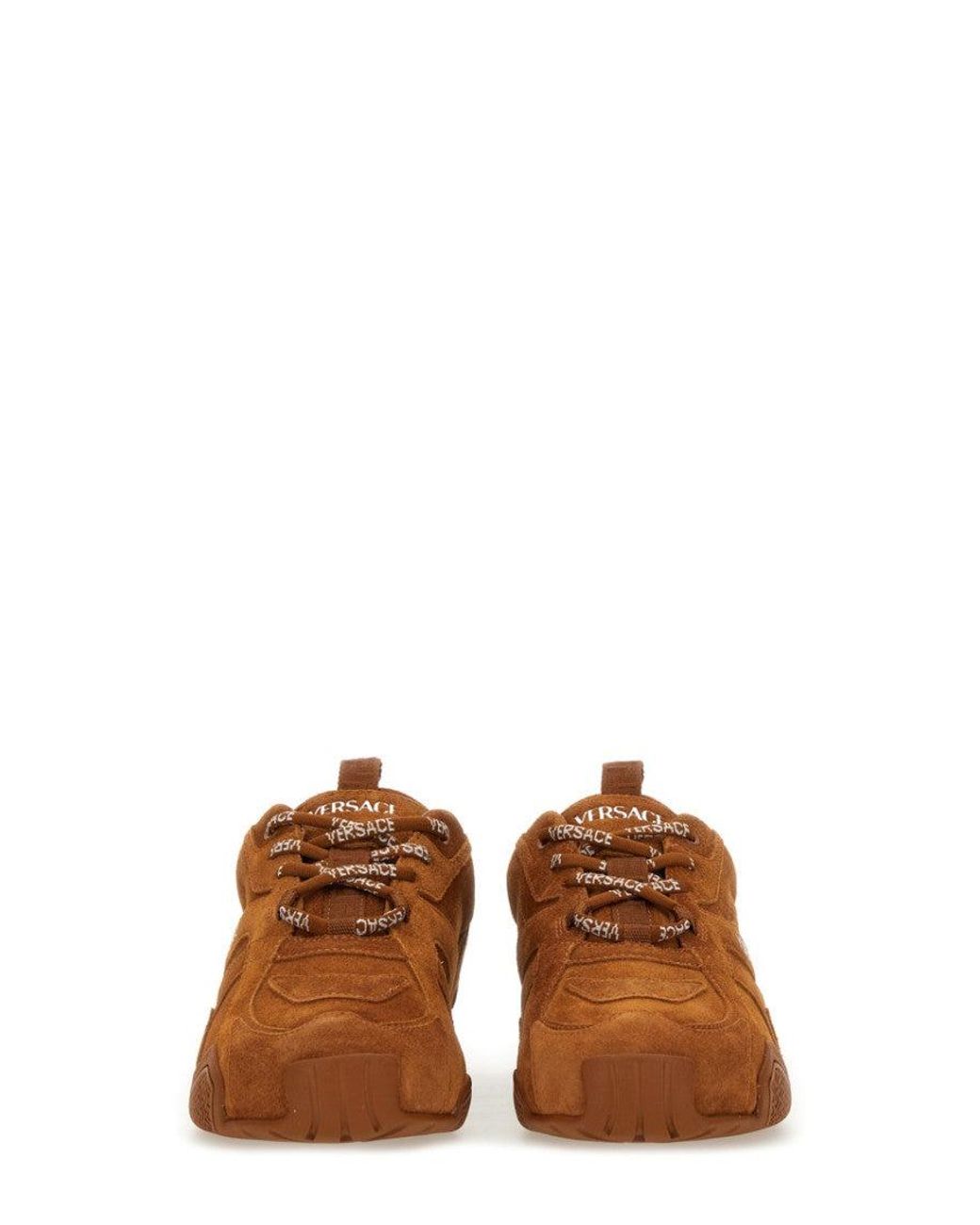 Versace Brown Galaxia Round Toe Sneakers