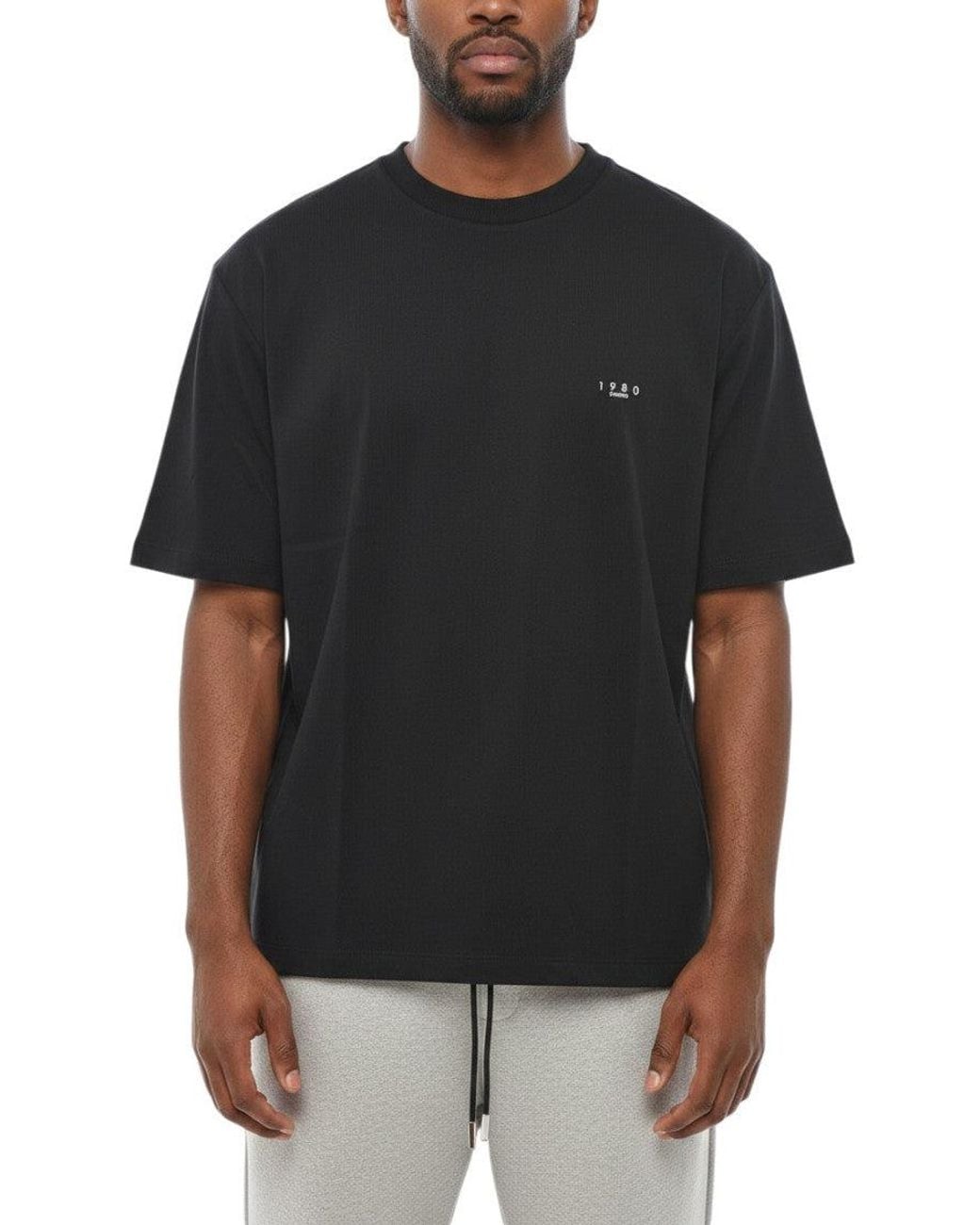 1989 STUDIO Black Relaxed Logo T-Shirt for men