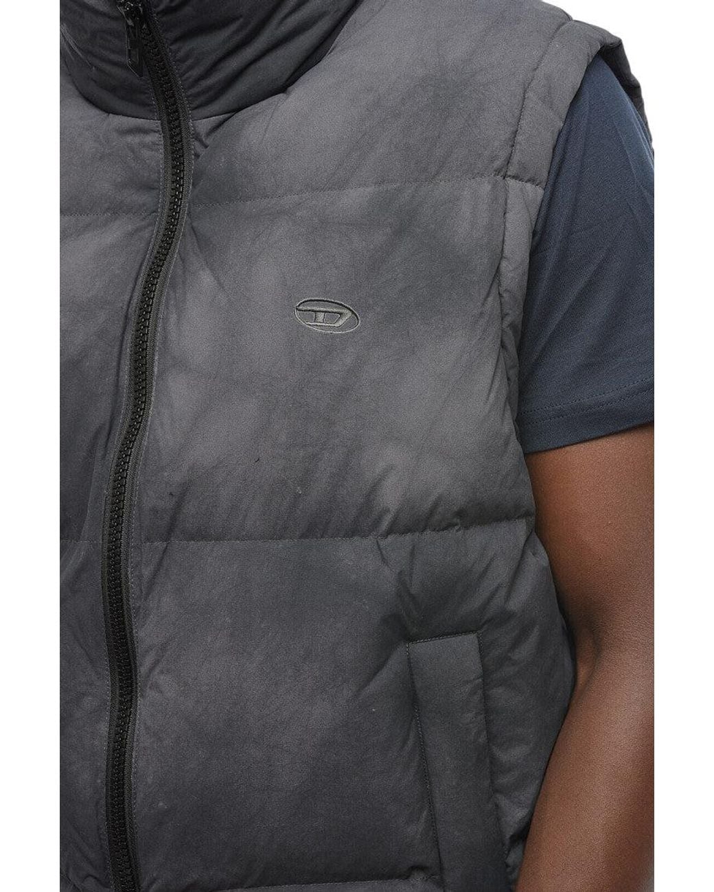 DIESEL Gray Sleeveless Down Jacket for men