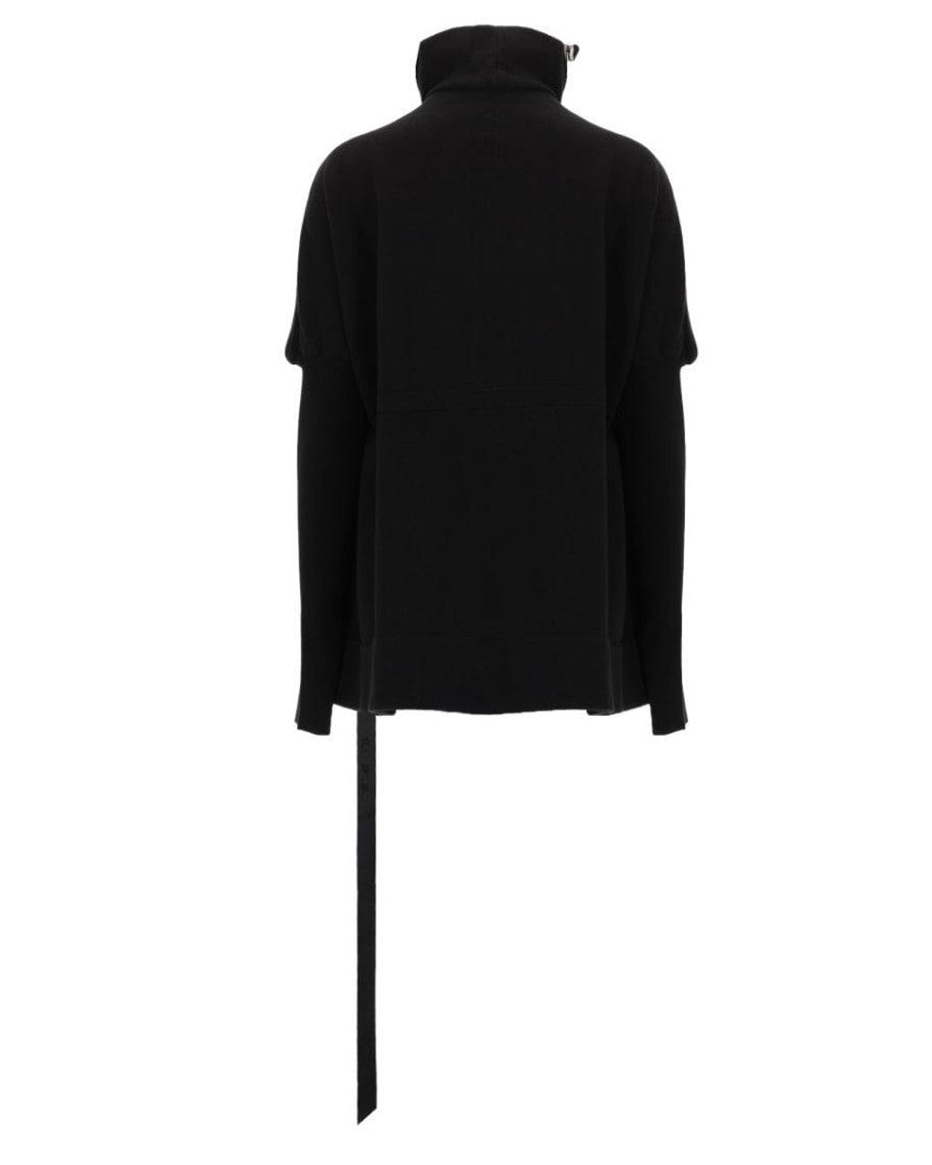 Rick Owens Black Solid Mock Collar Sweatshirt