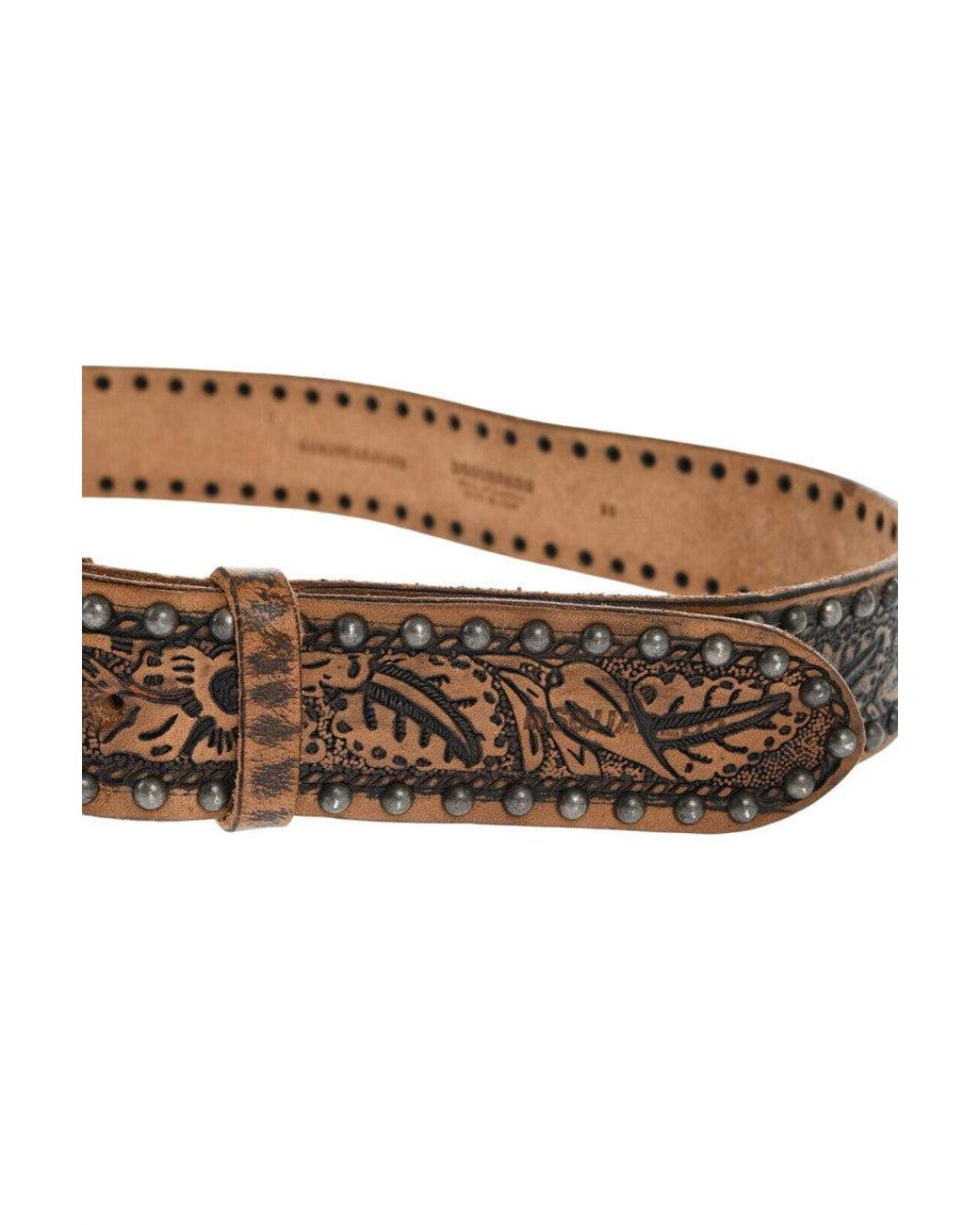 DSquared² Brown Flower Fever Embellished Belt