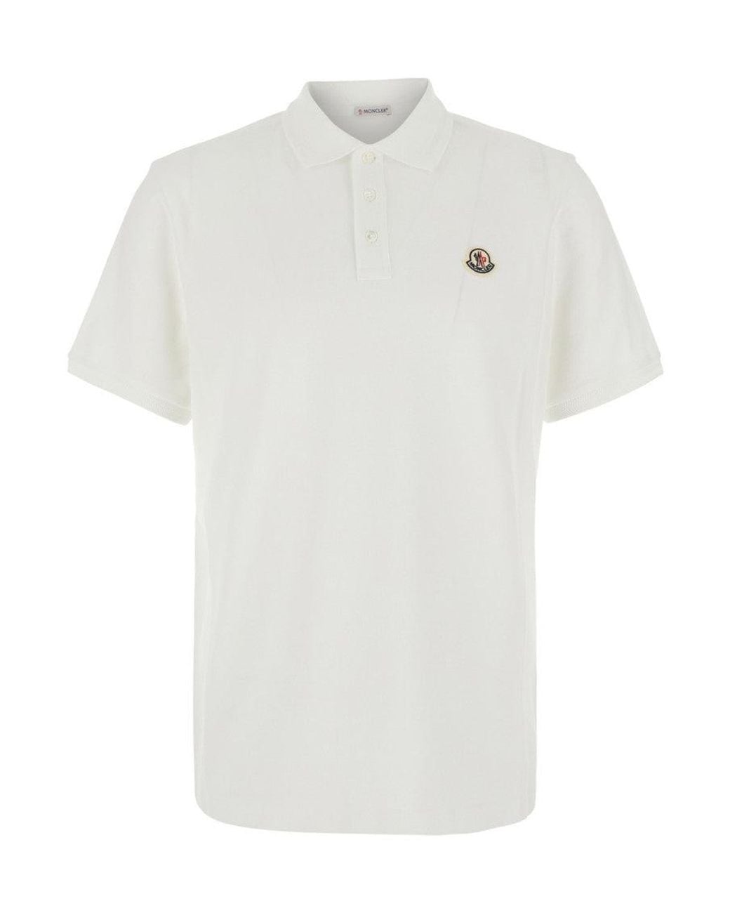 Moncler White Shirt Collar Polo for men