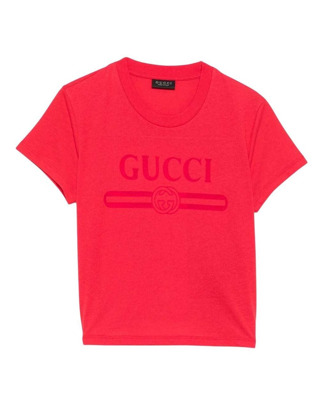 Gucci Red Logo Crew Neck T-Shirt