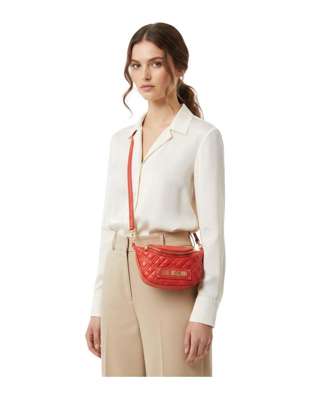 Love Moschino Red Logo Medium Crossbody Bag