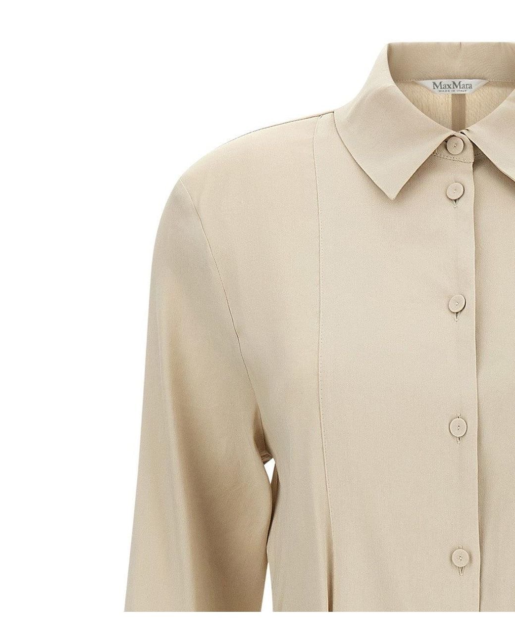 Max Mara Natural Solid Shirt Collar Maxi Dress
