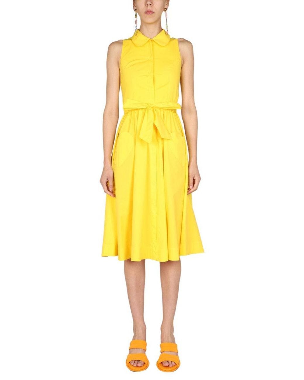 Moschino Yellow Shirt Collar Midi Dress