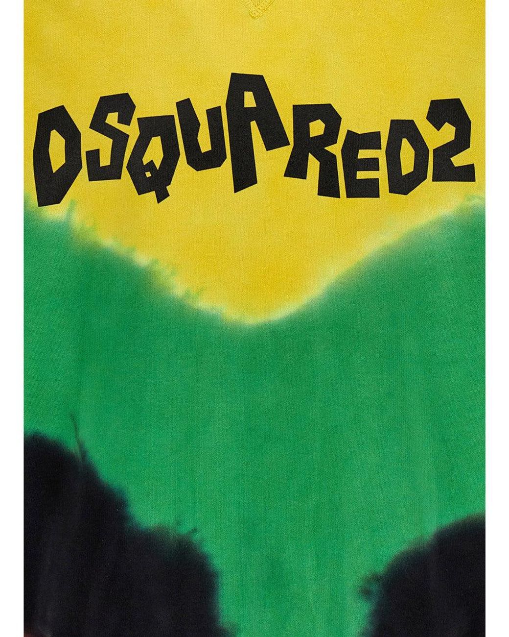 DSquared² Green Tie-Dye Crew Neck Sweatshirt for men