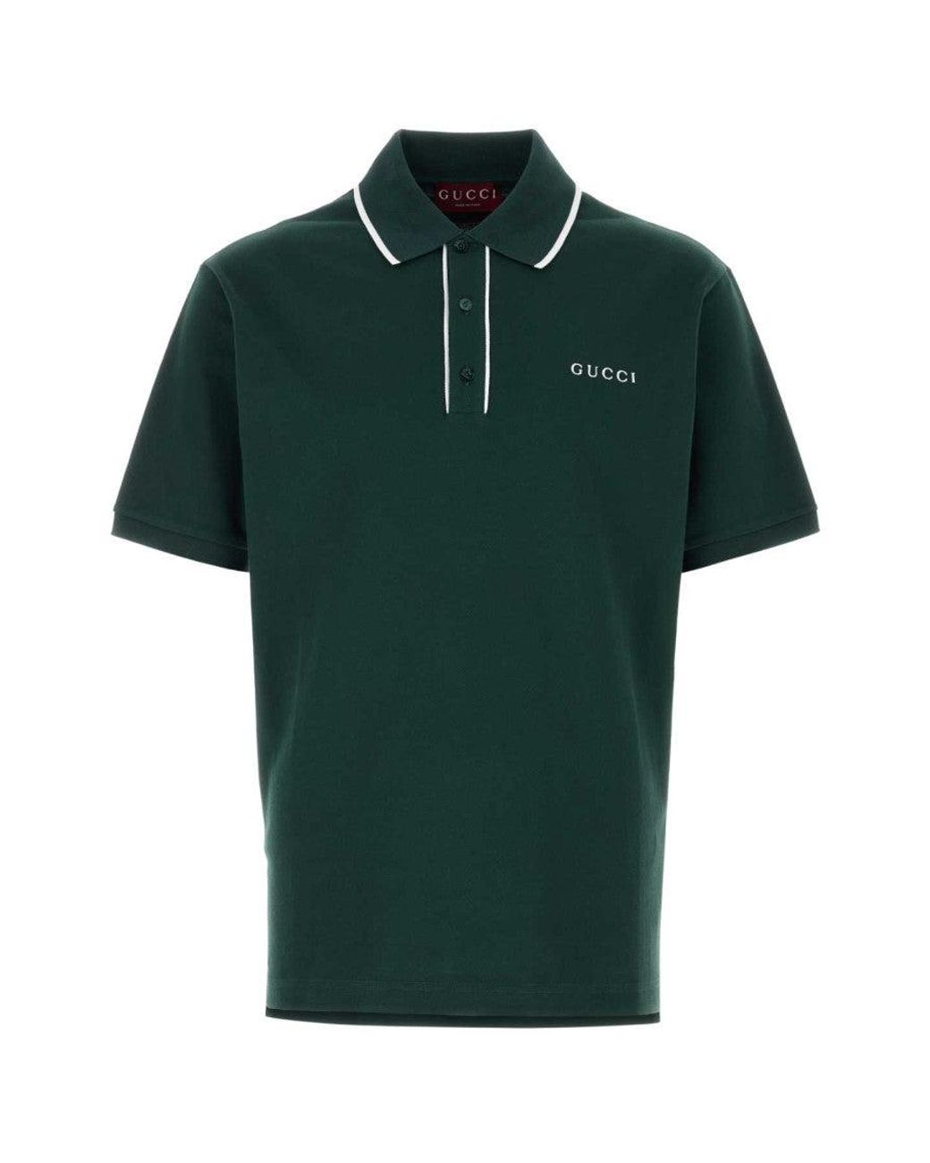 Gucci Green Bottle Embroidery Logo Polo for men