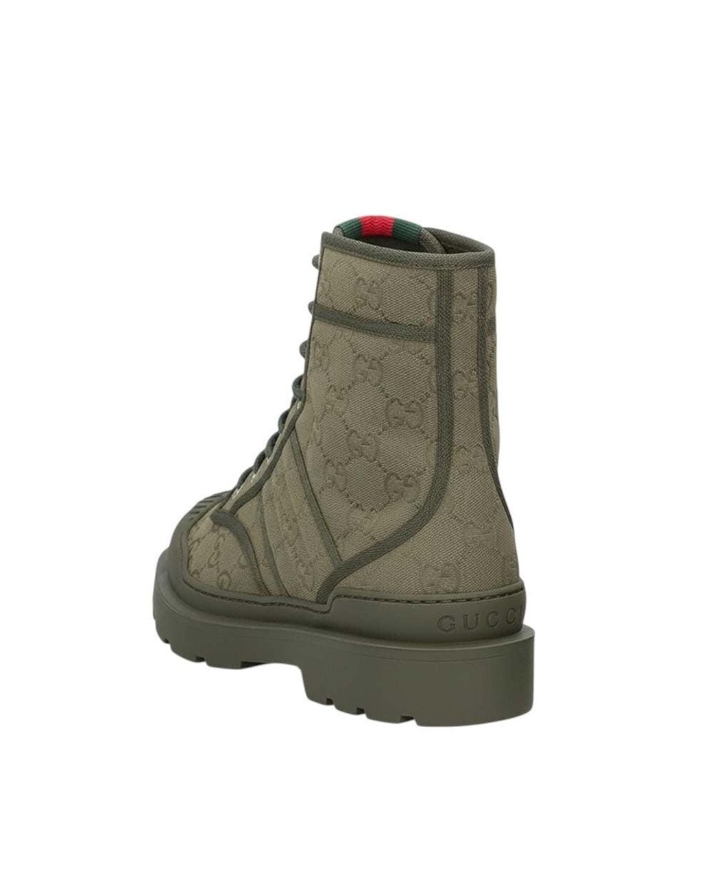 Gucci Green Textured Laced Boots for men