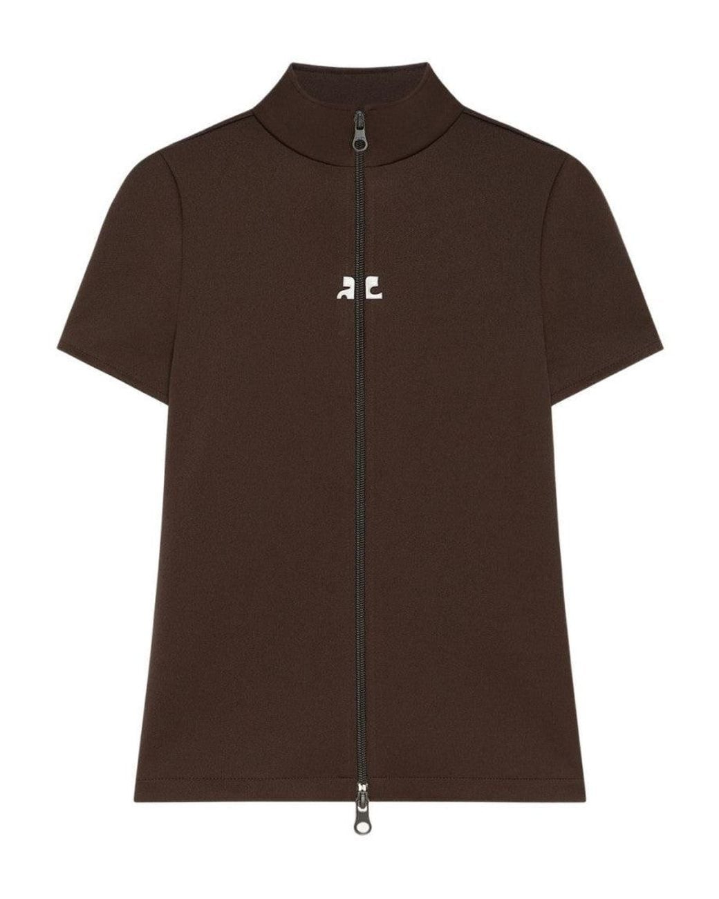 Courreges Black Mock Collar Top