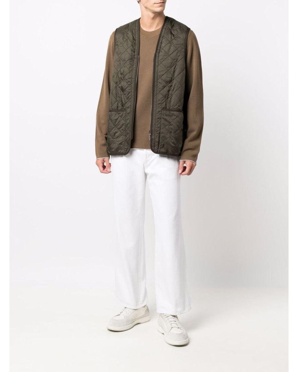 Barbour Green Quilted Sleeveless Vest for men