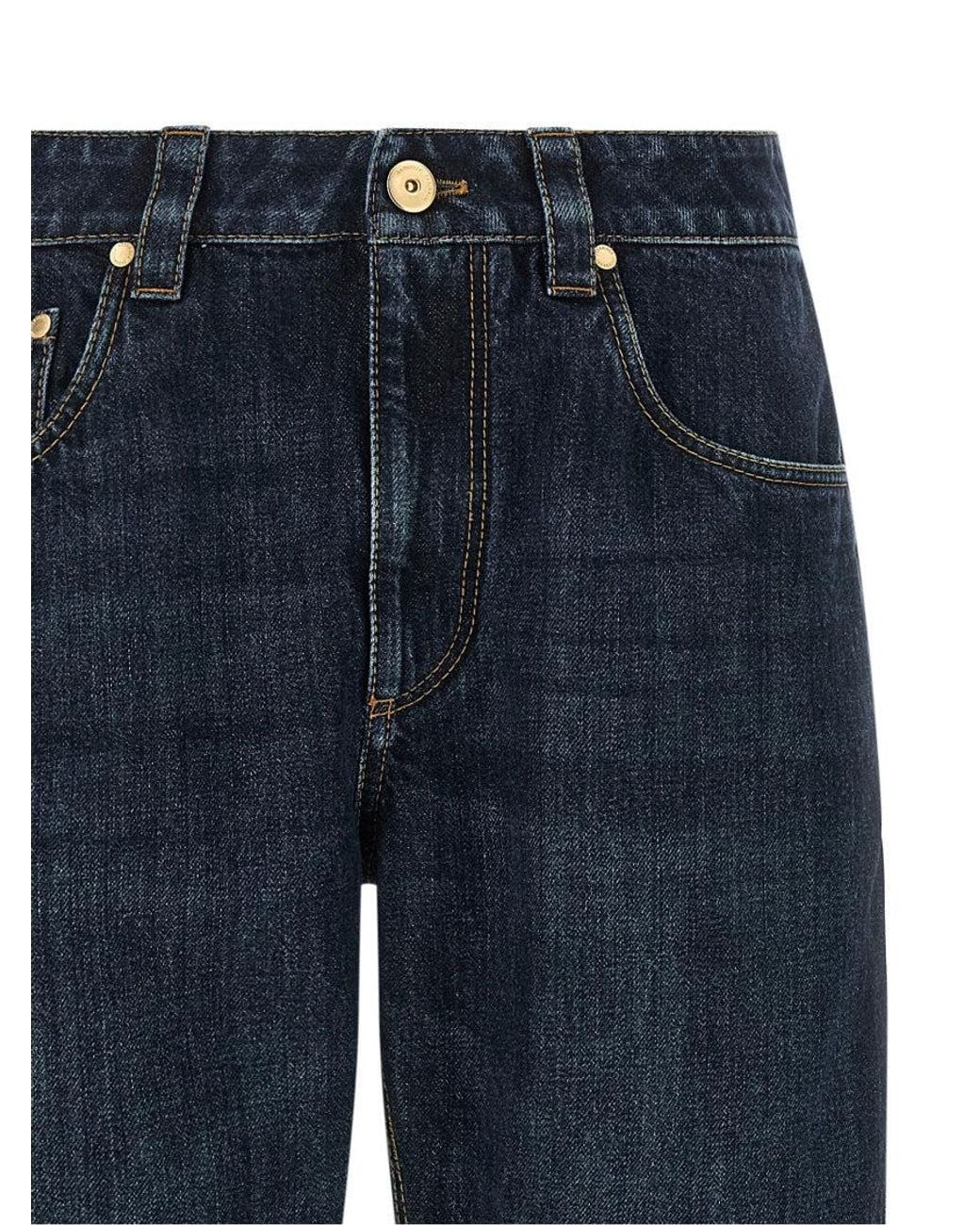 Brunello Cucinelli Blue Straight Mid Rise Jeans