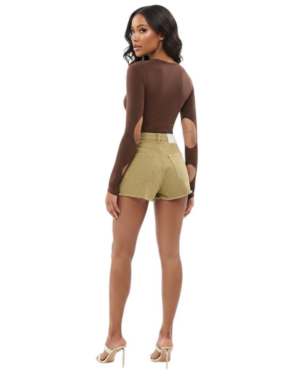 Pinko Brown Solid Shorts
