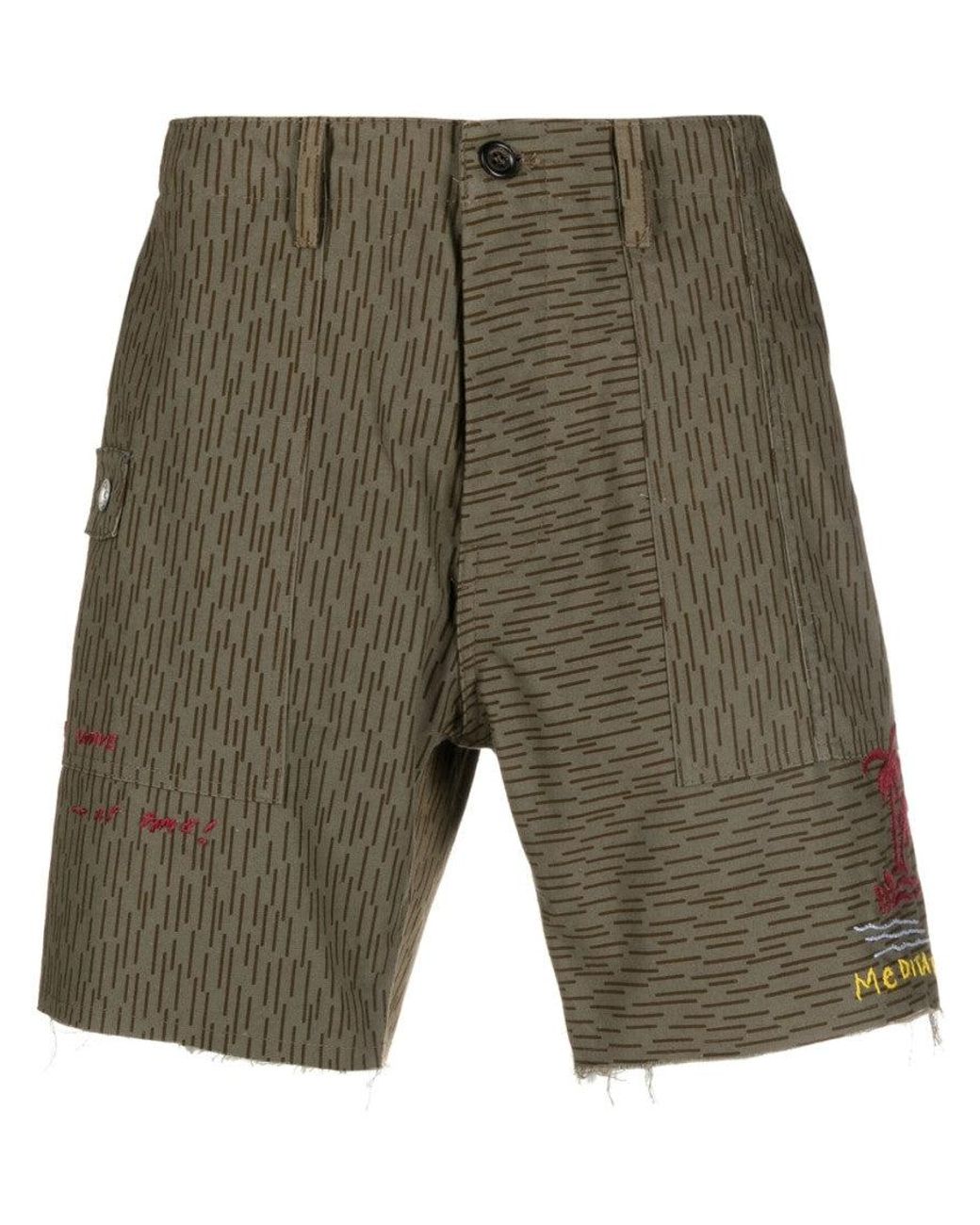 President's Green Camouflage Print Shorts for men
