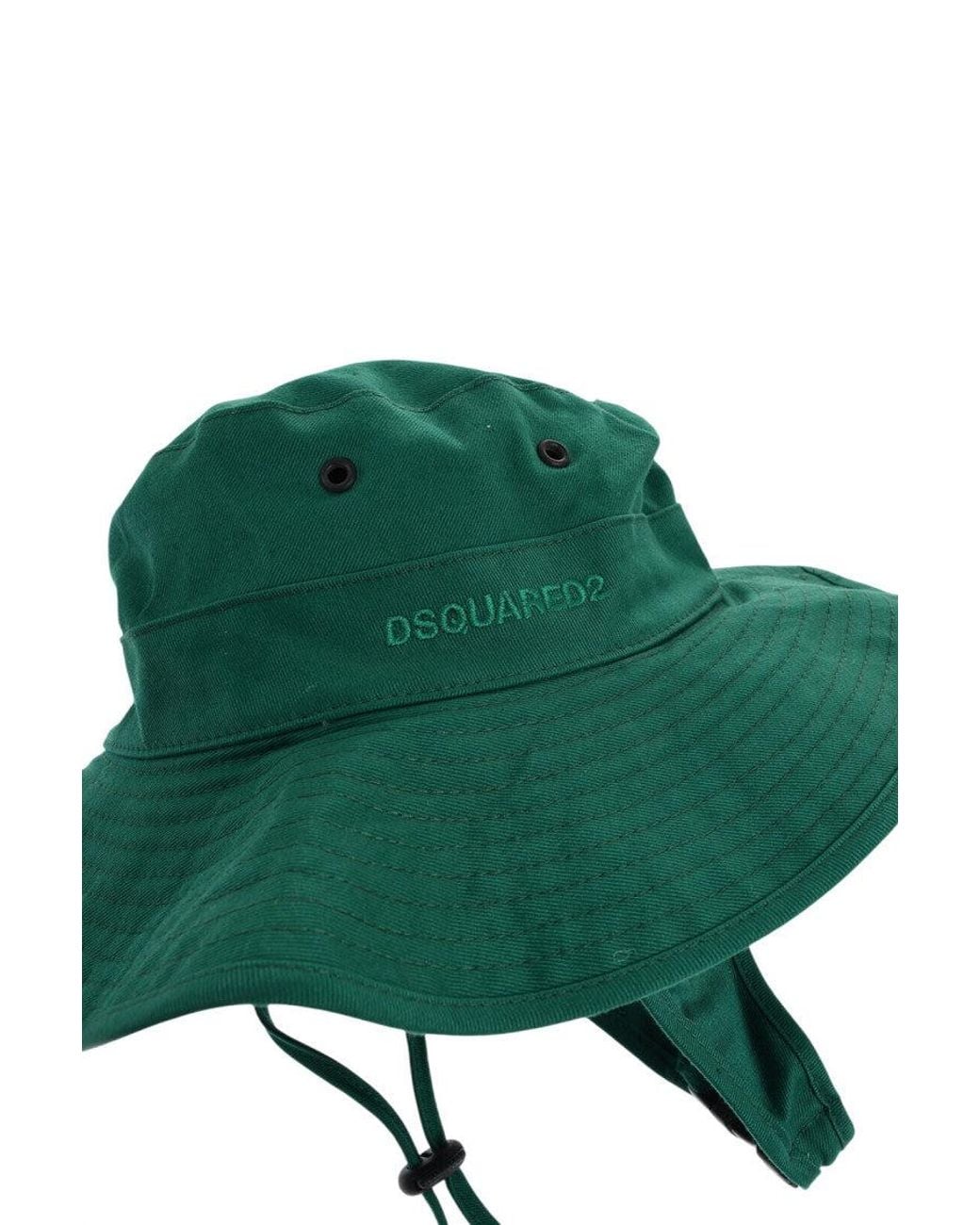 DSquared² Green Logo Bucket Hat for men