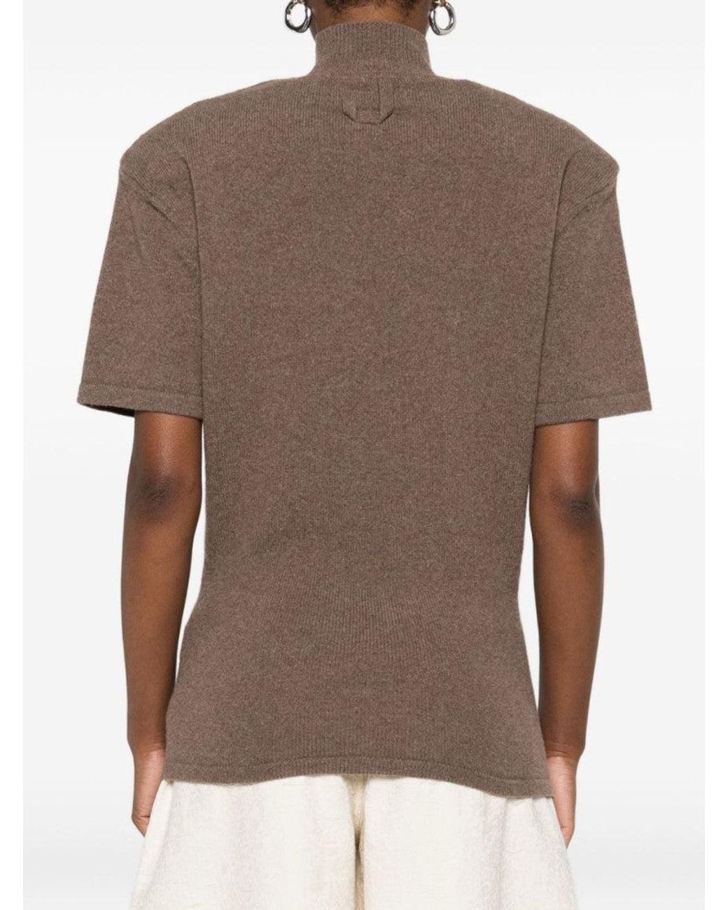 Jacquemus Brown Mock Neck Wool Top