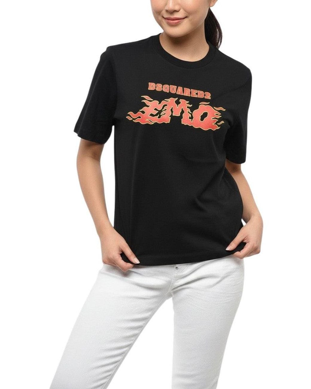 DSquared² Black Graphic Crew Neck T-Shirt
