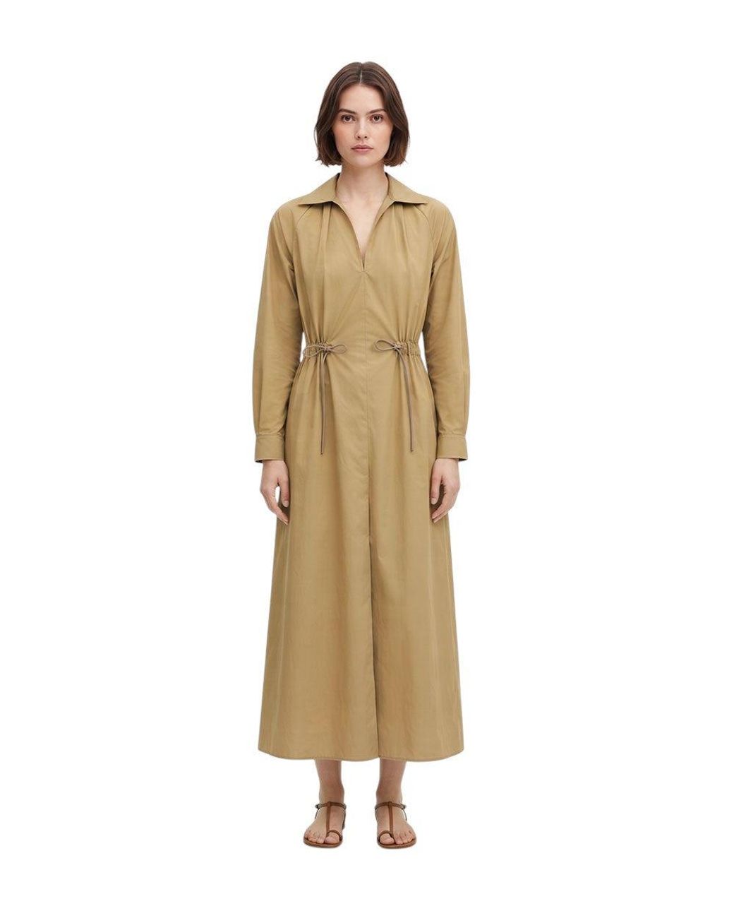 Max Mara Natural Shirt Collar Midi Dress