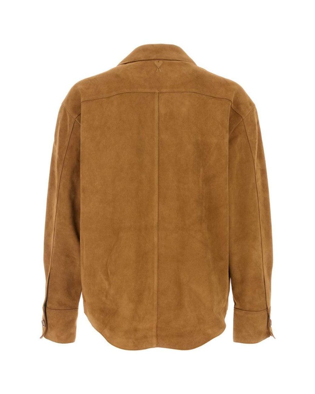 AMI Brown Solid Overshirt for men