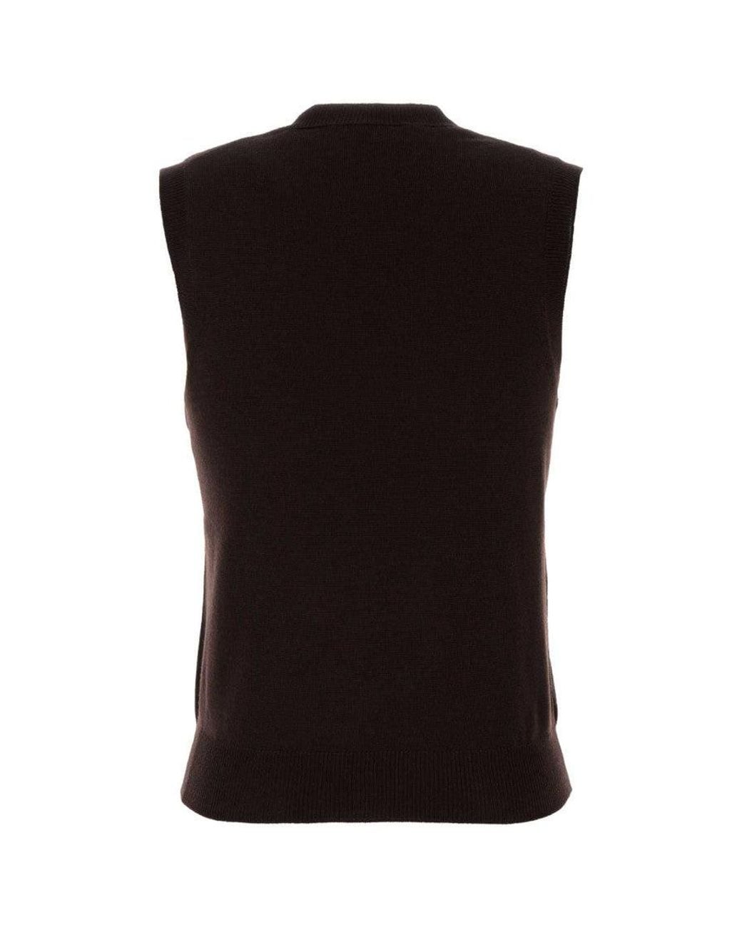 Miu Miu Black Logo V Neck Sweater
